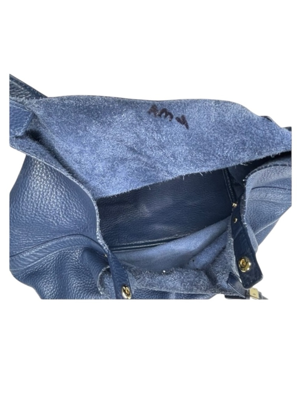 Michael Kors 𖦹 MK Perforated Logo Grab Bag Handbag 𖦹 Navy Pebbled Leather 𖦹 - Picture 11 of 16